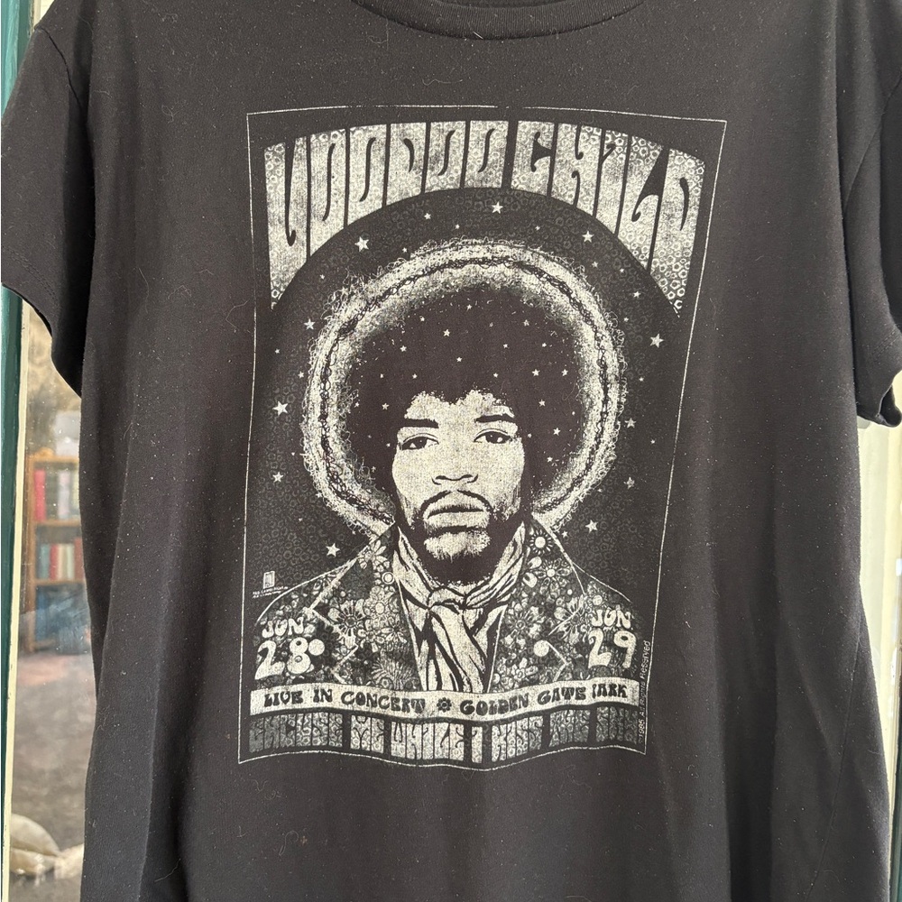 Black Graphic T-Shirt Voodo Child Jimmy Hendrix